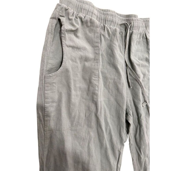 Women's 2XL Green Wide-Leg Cotton Pants with Drawstring Waist - Picture 3 of 4